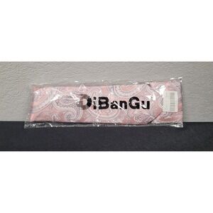 DiBanGu Pink Grey Paisley Tie Handkerchief Cufflinks Set Style  #7187